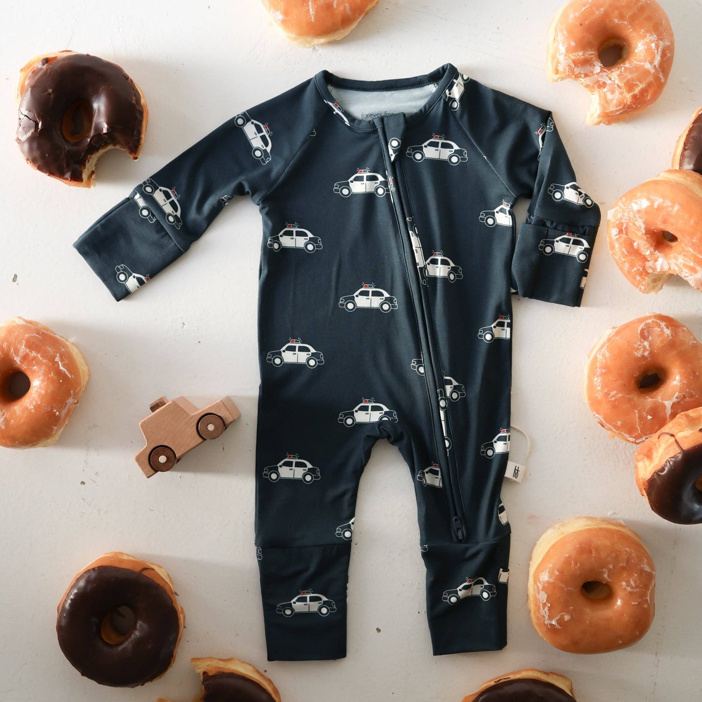 Forever French Baby - Bamboo Zip Pajamas | Police Cruiser
