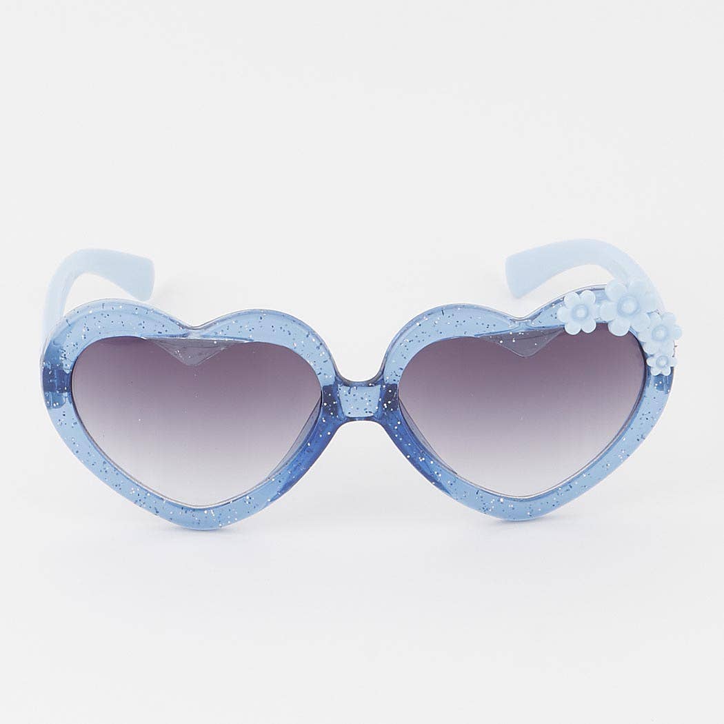 Kids Glitter Heart Flower Sunglasses: Multicolor