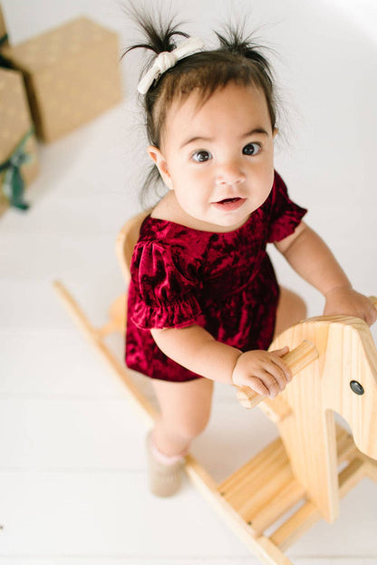 Ollie Jay - Quinn Romper in Crushed Cranberry Velvet