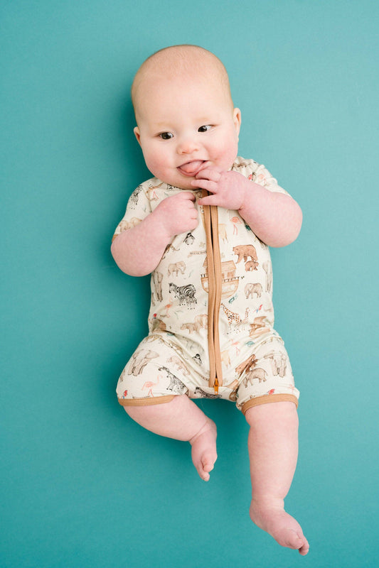 Little One Shop - Noah's Ark Bamboo Short Romper