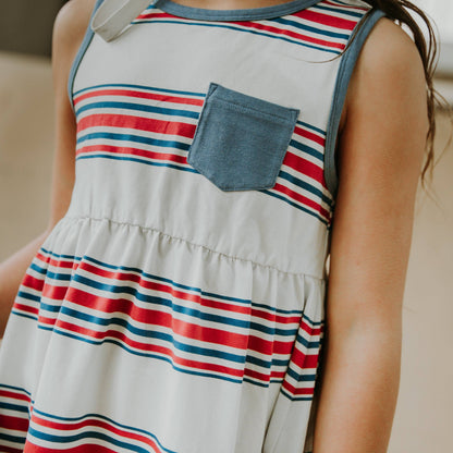 RAGS - Tank Chest Pocket Dress - 'Fourth of July Stripe