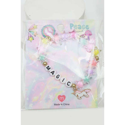 Magic Letter Kids Beads Bracelets with unicorn pendant