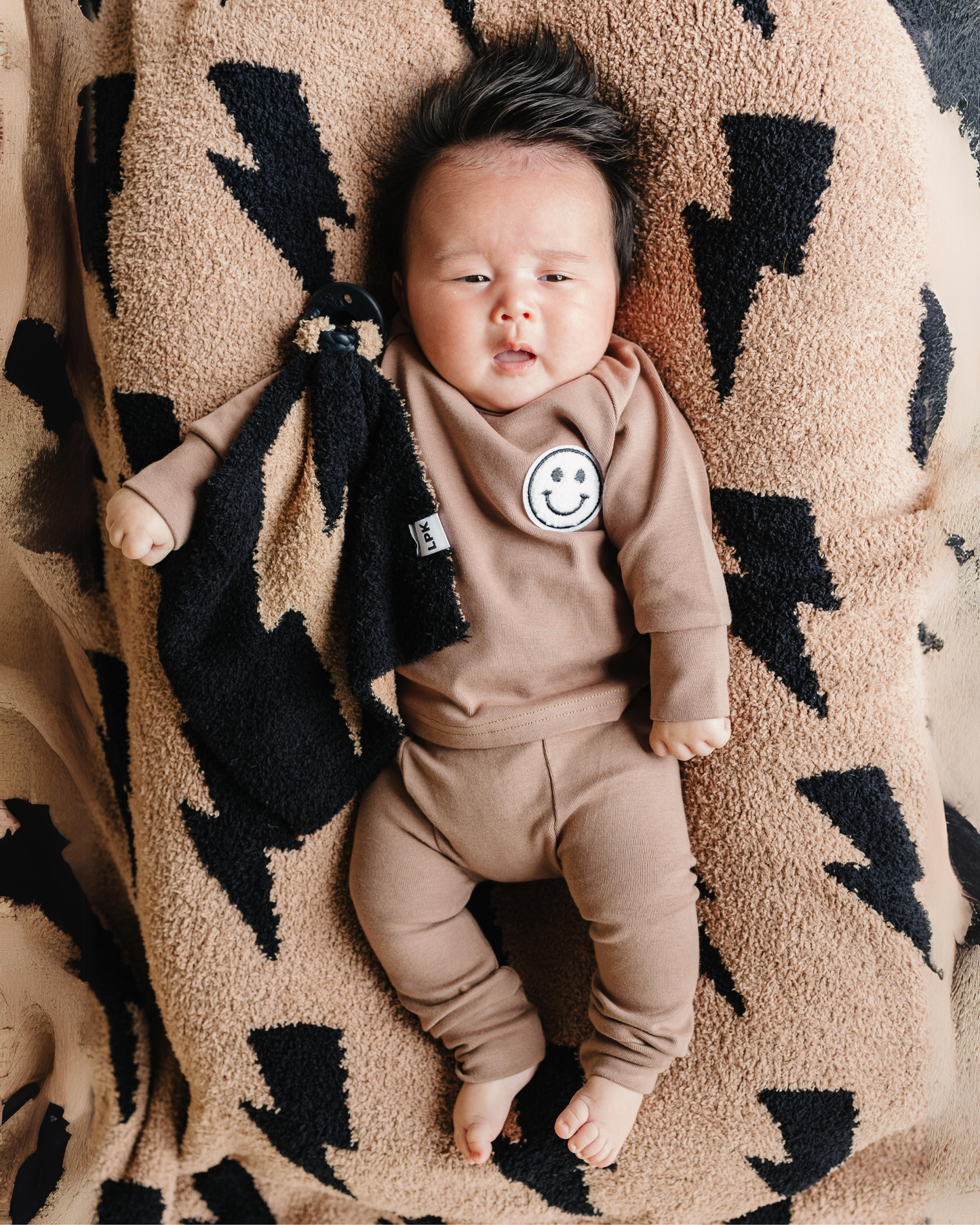 Lucky Panda Kids - Lightning Bolt Plush Lovey | Mocha