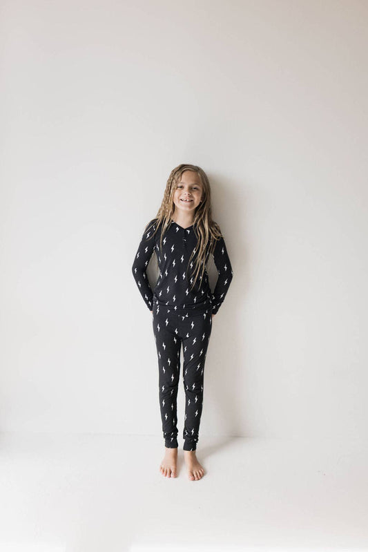 Forever French Baby - Bamboo Two Piece Pajamas | Midnight Lightning Bolt