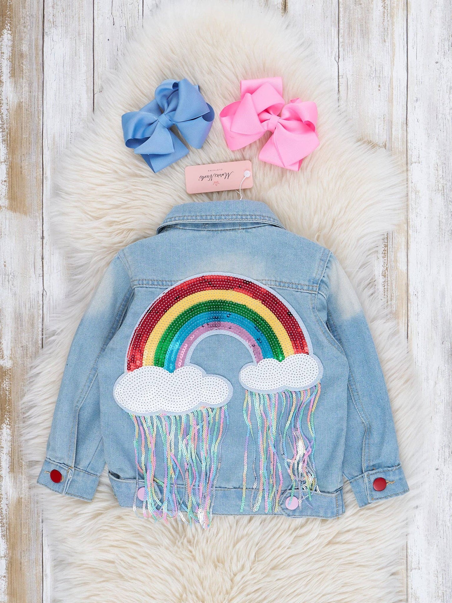 Rainbow Sequin Denim Jacket