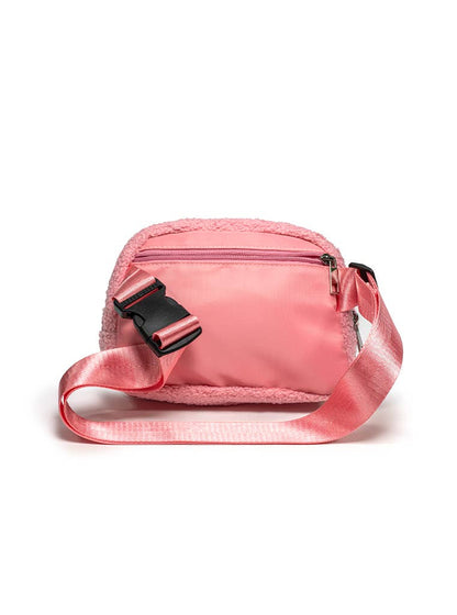 Adjustable Belt Bag - Pink & White Checkered - Pink