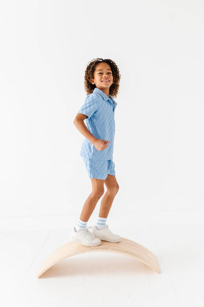 Coastal Blue | BOYS TERRY CHECK SET