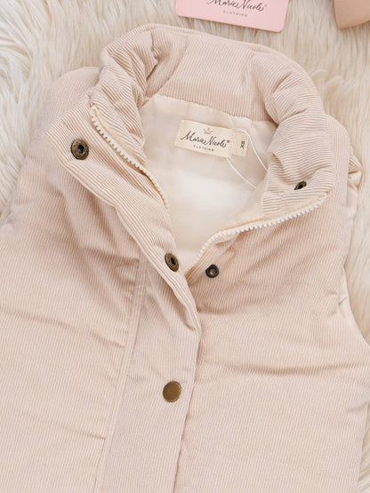 Corduroy Puffer Vest - Beige