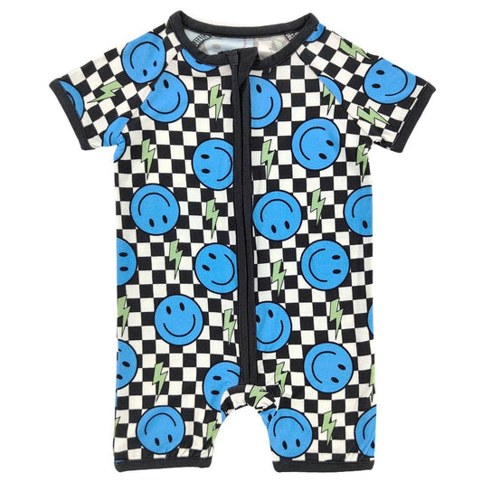 Little One Shop - Cool Smiley Bamboo Short Romper