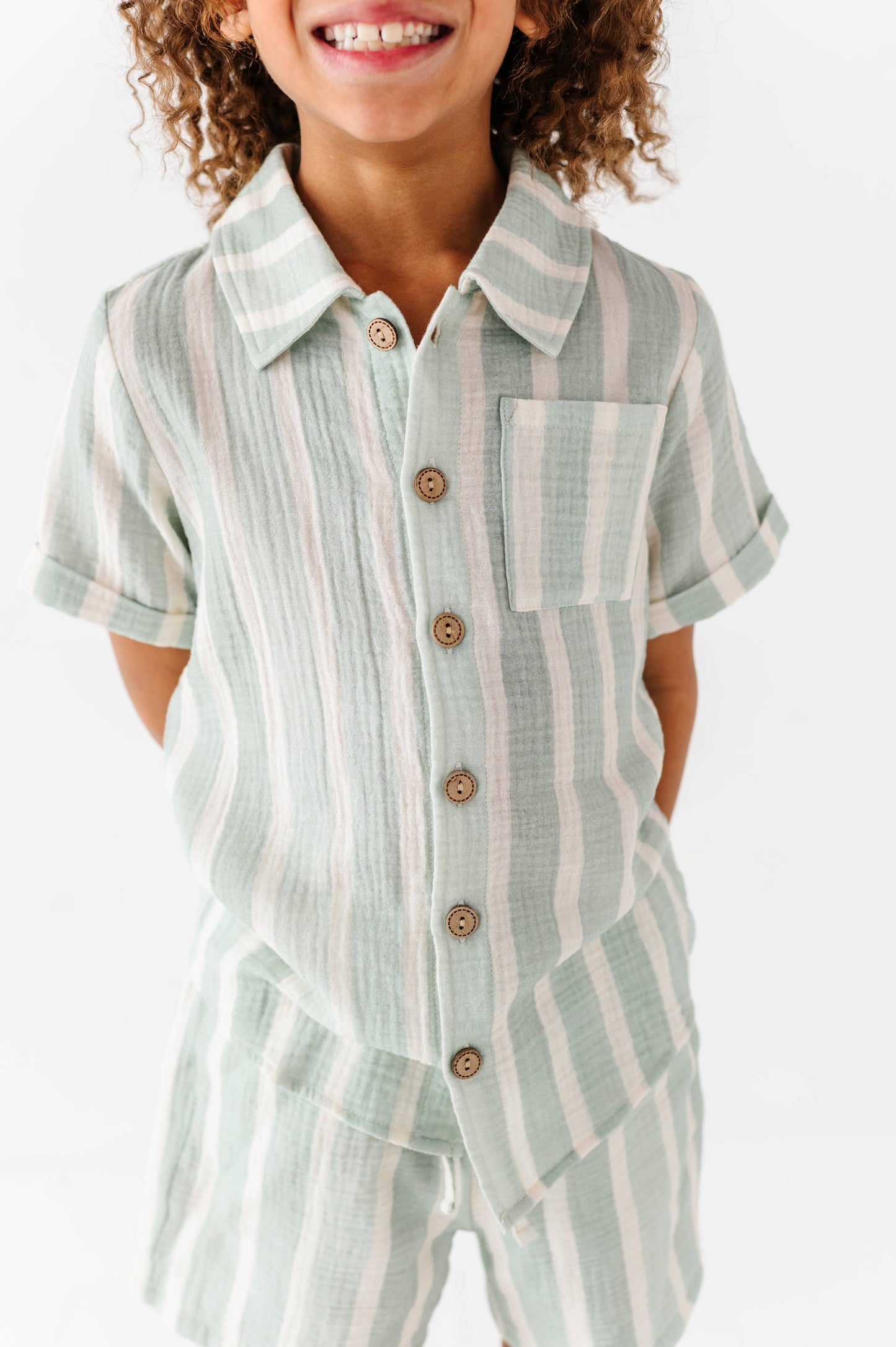 Mint Bay Stripes | BOYS LINEN SET