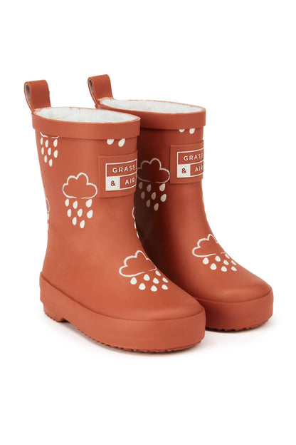 Grass & Air - Burnt Orange Colour-Changing Kids Wellies