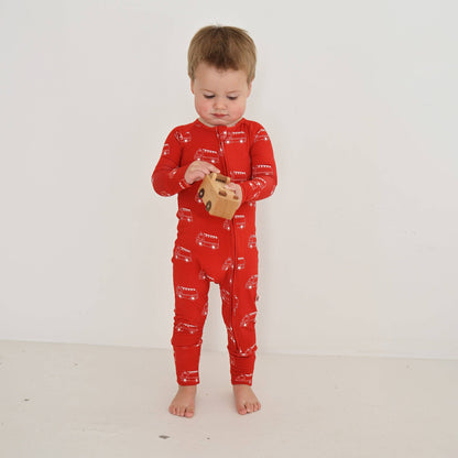 Forever French Baby - Bamboo Zip Pajamas | Fire Truck