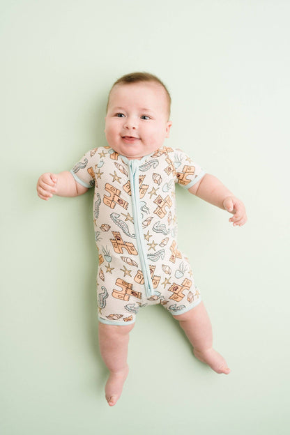 Little One Shop - Ocean Sandcastles Bamboo Short Romper