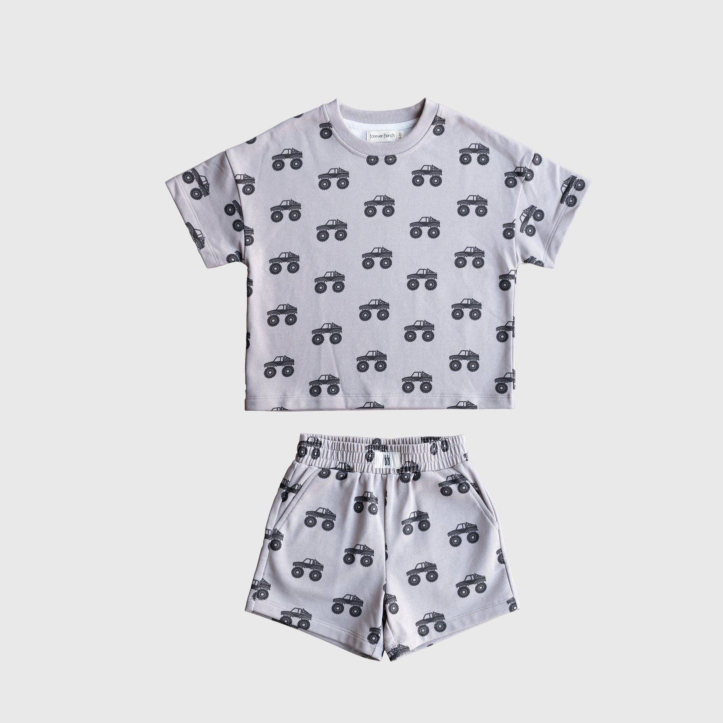 Forever French Baby - French Terry Short Set | Monster Truck: 18-24 Months