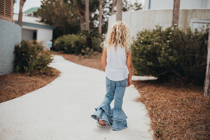 Light Wash Denim Double Ruffle Jeans