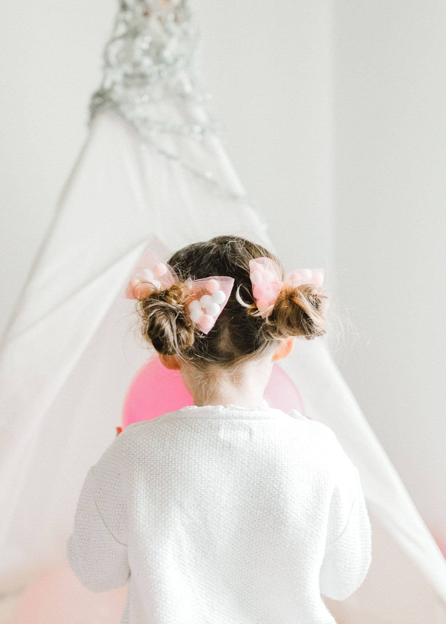 Tutu Skirt | Pom Pom Tutu & Bow Hair Tie 2PC Set | Pink