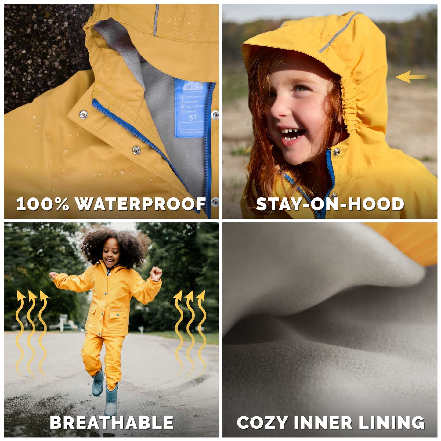 Jan & Jul - Dusty Blue | Cozy-Dry Waterproof Jacket: Fleece-lined