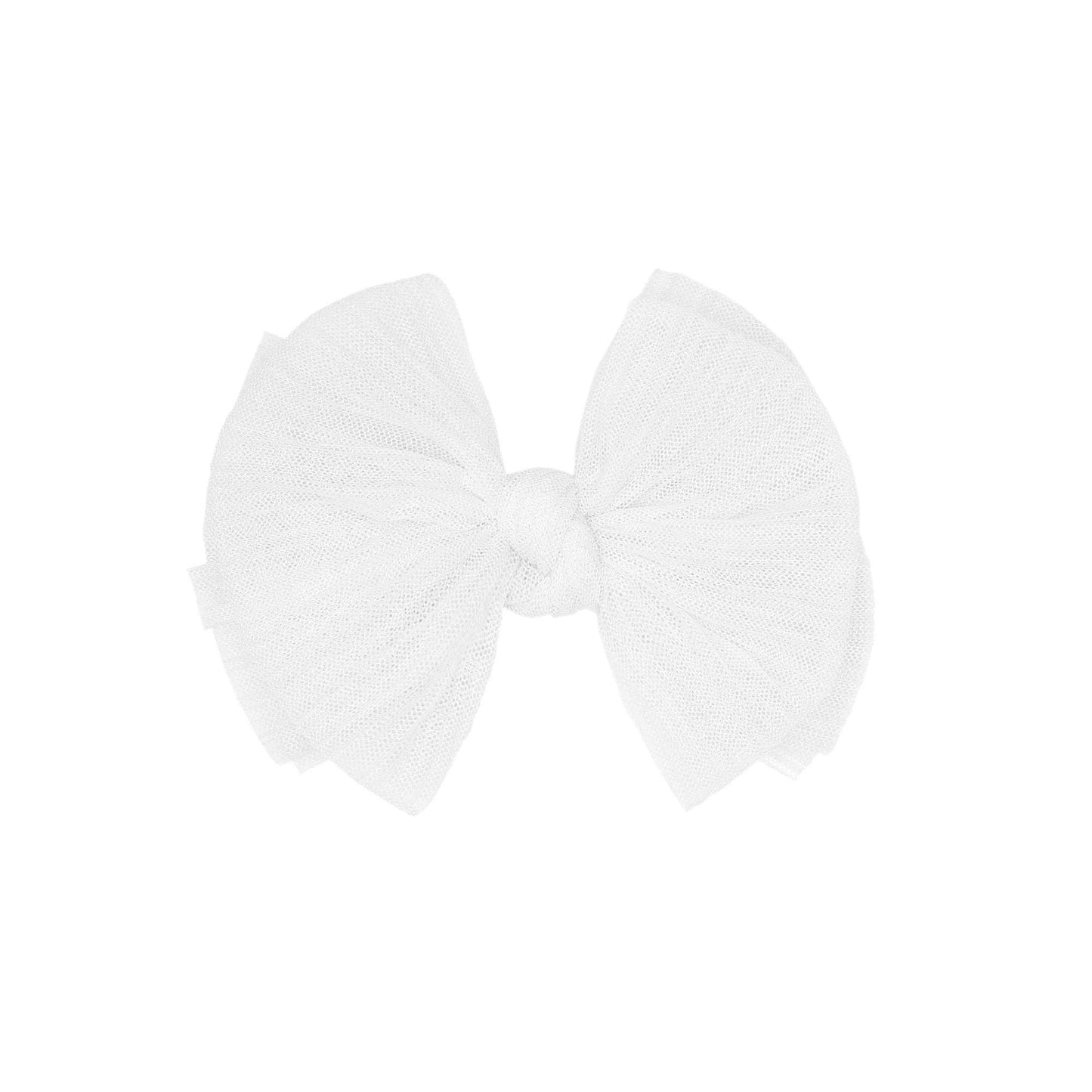 Baby Bling Bows - TULLE FAB® CLIP: pleated white