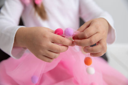 Tutu Skirt | Pom Pom Tutu & Bow Hair Tie 2PC Set | Pink