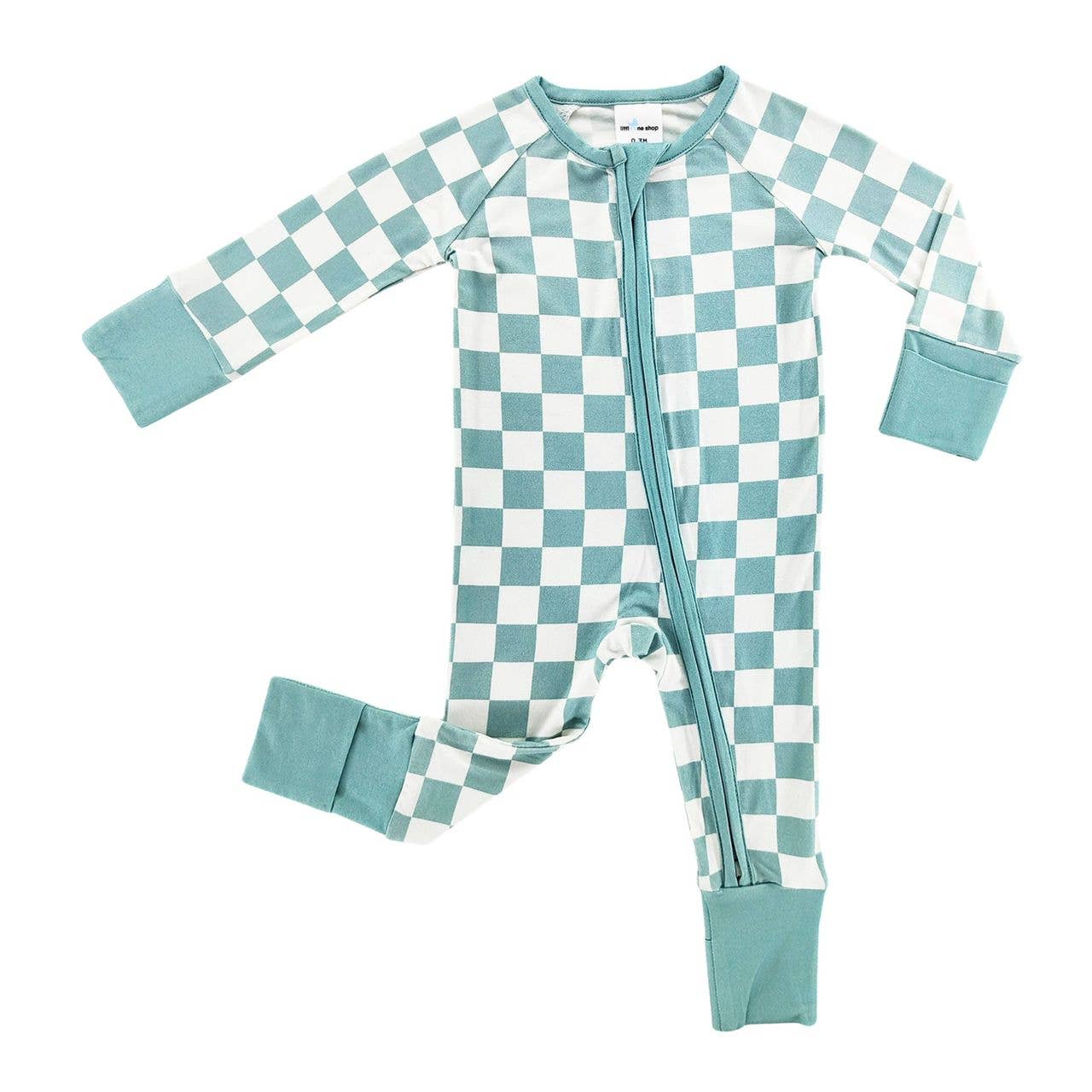 Little One Shop - Seafoam Checkered Bamboo Sleeper