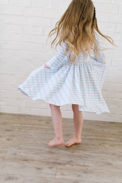 Emile Dress in Blue Picnic  | Pocket Twirl Dress