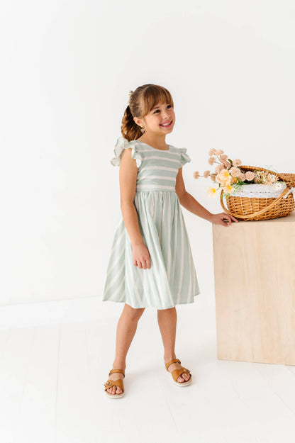 Mint Bay Stripes | TIE-BACK DRESS