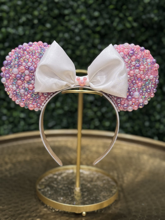 Rhinestone Mouse Ears - Headband - Pink and Purple