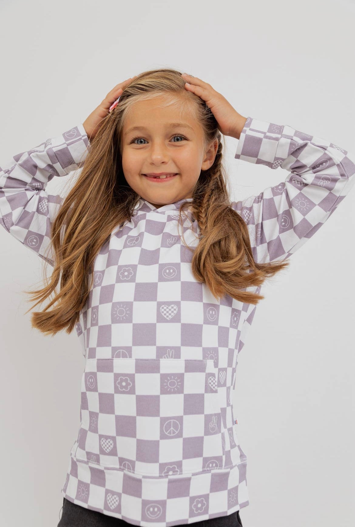 Kids Pullover Bamboo Sweatshirt - Check It Out - Lavender