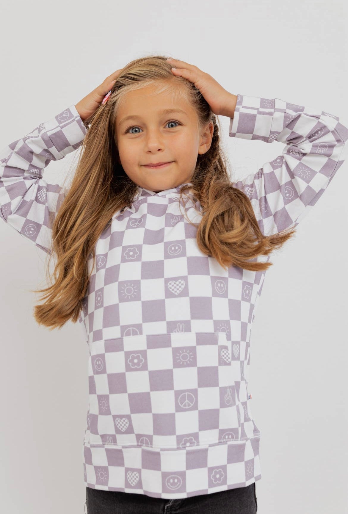 Kids Pullover Bamboo Sweatshirt - Check It Out - Lavender