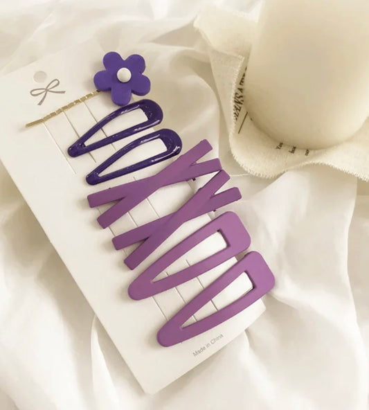 SOLID BARRETTE SET - PURPLE