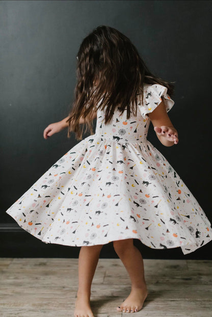 Olivia twirl Dress in Spooky Scenes