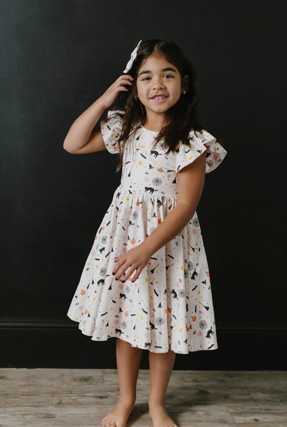 Olivia twirl Dress in Spooky Scenes