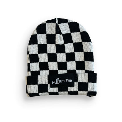 BAMBOO CUFF BEANIE- B+W Check