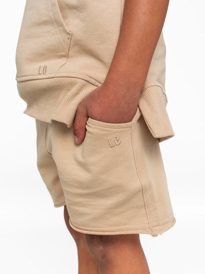 LITTLE BIPSY - RAW EDGE HAREM SHORT - BEIGE