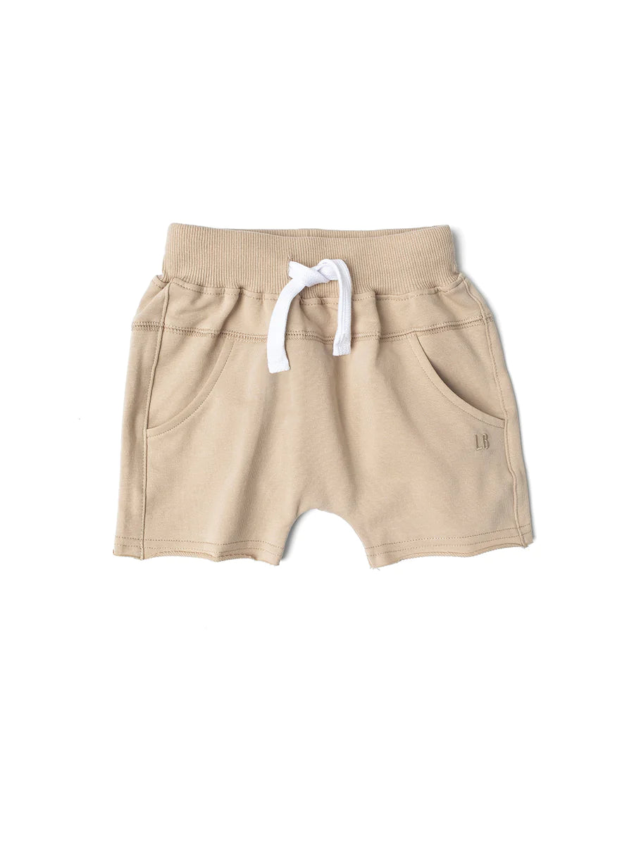 LITTLE BIPSY - RAW EDGE HAREM SHORT - BEIGE