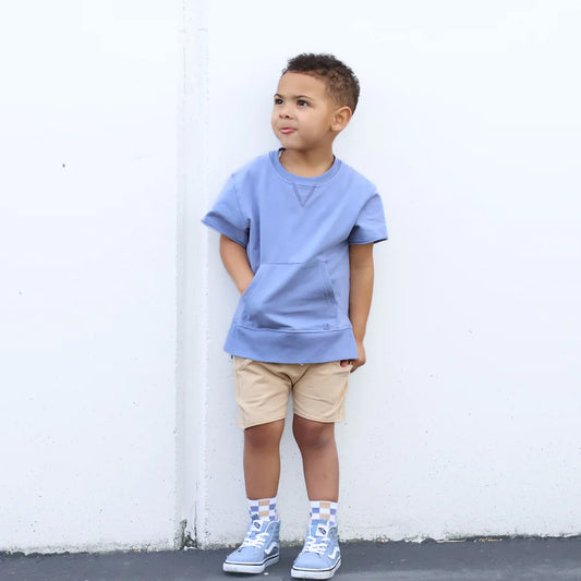 LITTLE BIPSY - RAW EDGE CREWNECK - SKY BLUE