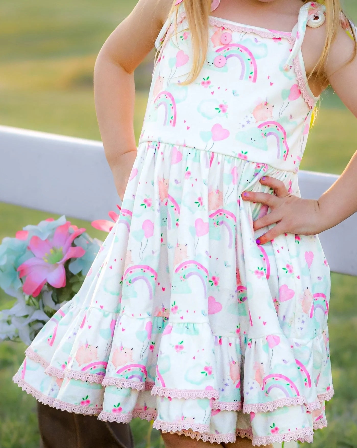 Tie Shoulder Twirl Dress - Piggycorns