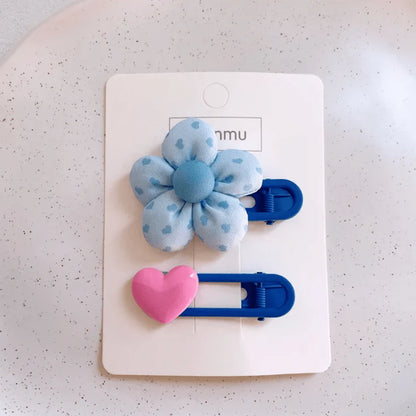 FABRIC FLOWER - HAIR CLIP SET BLUE