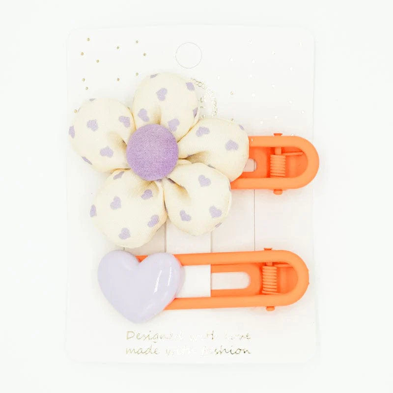 FABRIC FLOWER - HAIR CLIP SET PURPLE