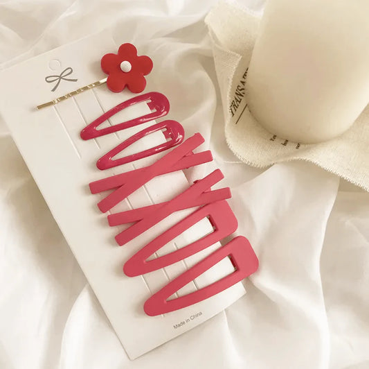 SOLID BARRETTE SET - BERRY