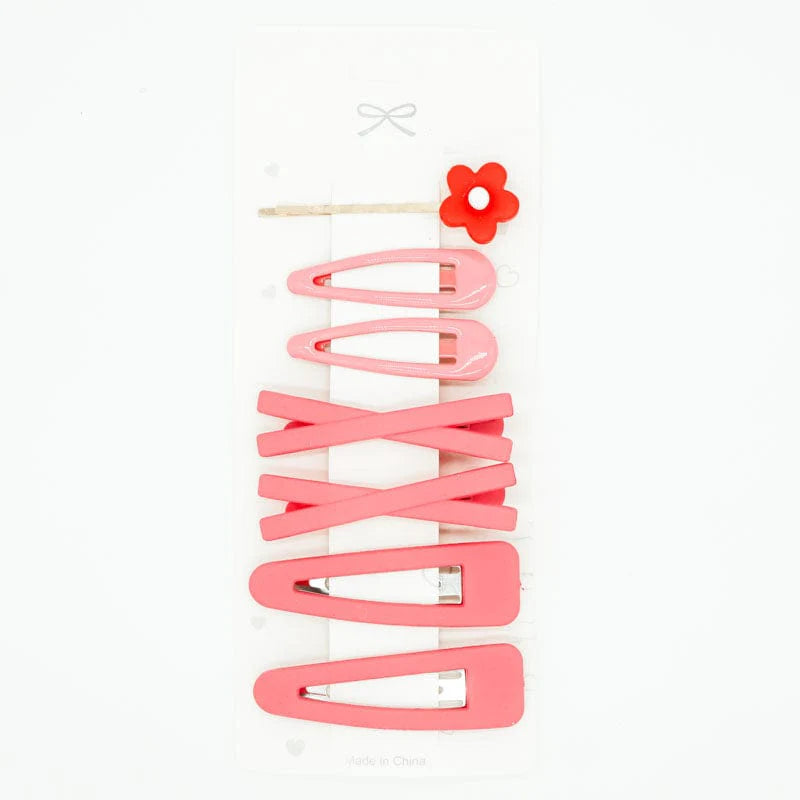 SOLID BARRETTE SET - BERRY