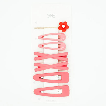 SOLID BARRETTE SET - BERRY