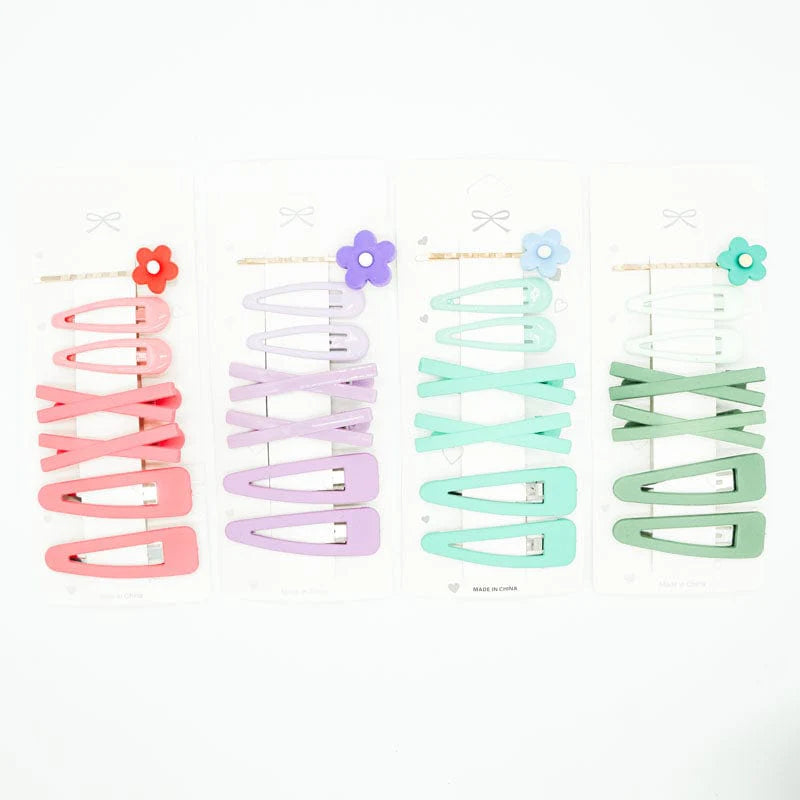 SOLID BARRETTE SET - BERRY