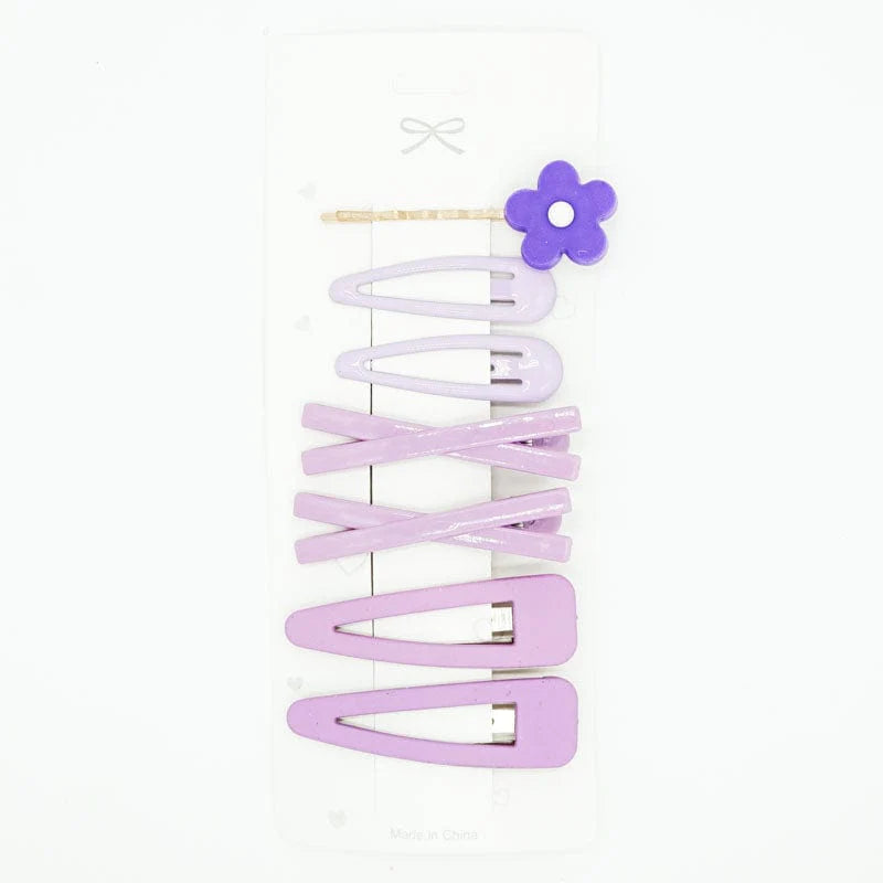 SOLID BARRETTE SET - PURPLE