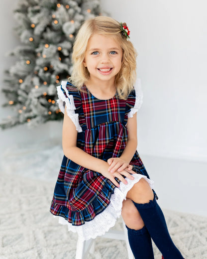 Shift Dress | Festive Plaid in Navy