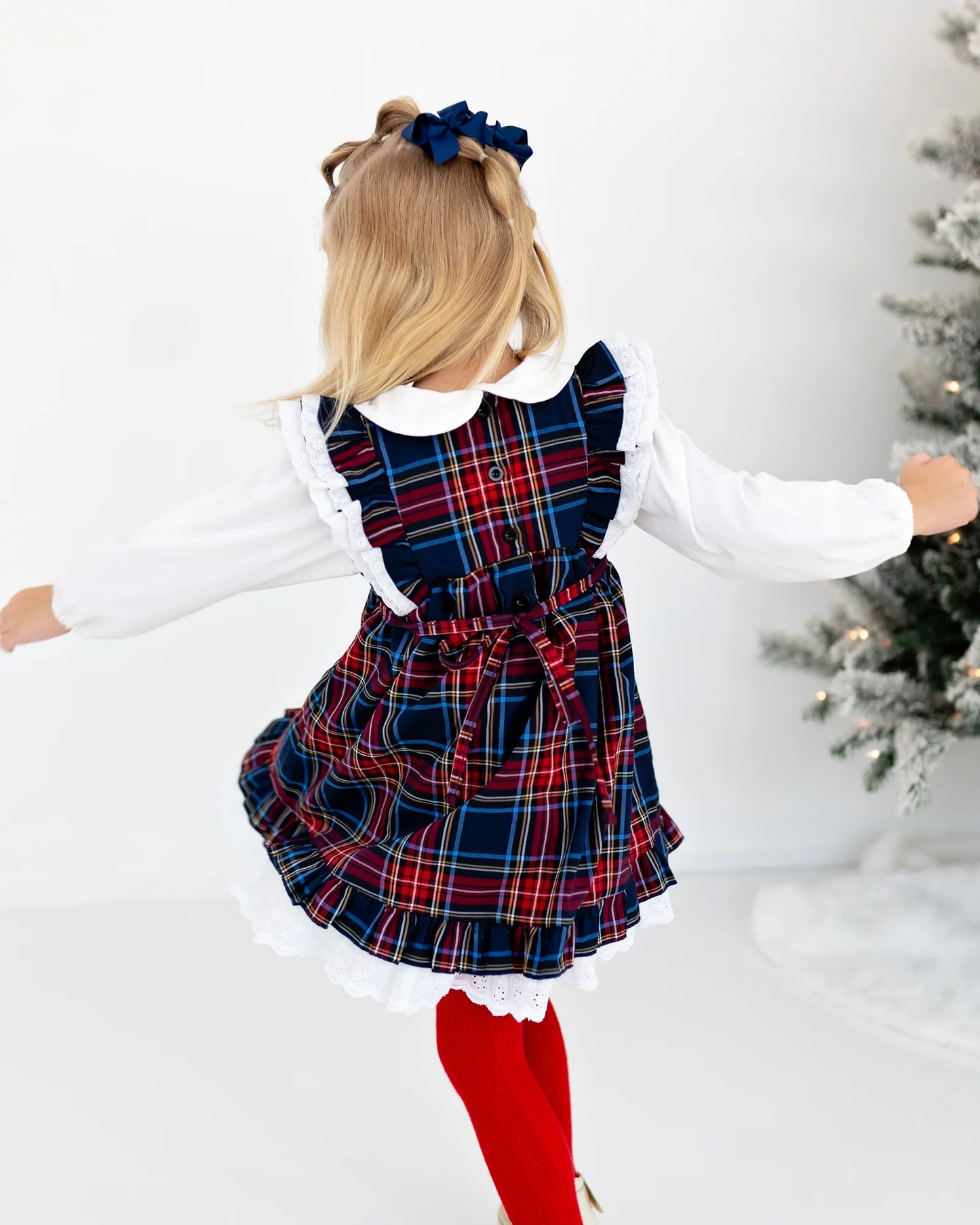 Shift Dress | Festive Plaid in Navy