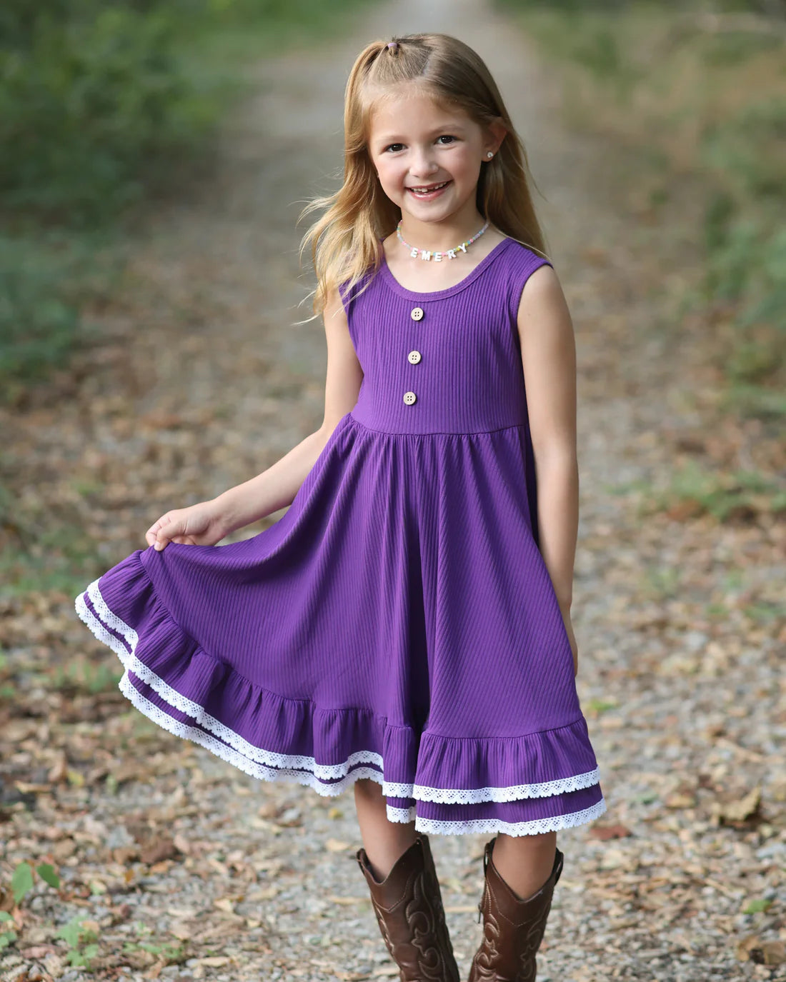 Ribbed Twirl Dress | Amethyst