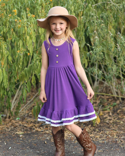 Ribbed Twirl Dress | Amethyst