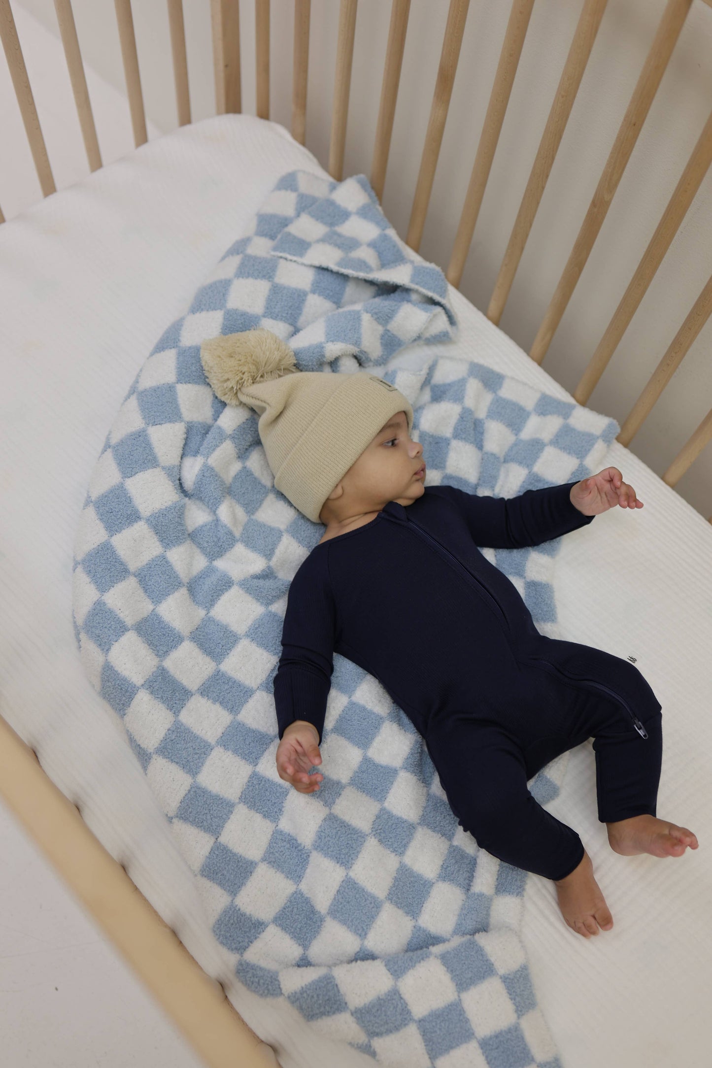 Forever French Baby - Bamboo Zip Pajamas | Blueberry Ribbed