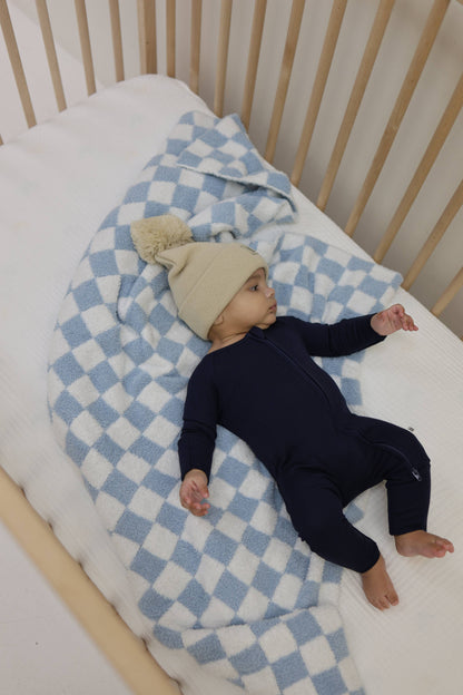 Forever French Baby - Bamboo Zip Pajamas | Blueberry Ribbed